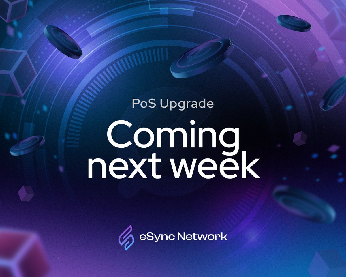 eSync_Network's tweet photo. 🎉 We are excited to announce that the eSync Network will be transitioning from Proof-of-Authority (PoA) to Proof-of-Stake (PoS) next week.
 
📅 The predicted date of the switch is around July 16th!
 
But what does this mean?
 
🥱 PoA relies on a few trusted validators, creating a secure but limited environment.
 
😲 In contrast, PoS opens the doors for anyone to participate by staking their tokens, democratizing the validation process and fostering greater community involvement.
 
⏳ Stay tuned as we dive into why this change is crucial and how it will benefit our community!