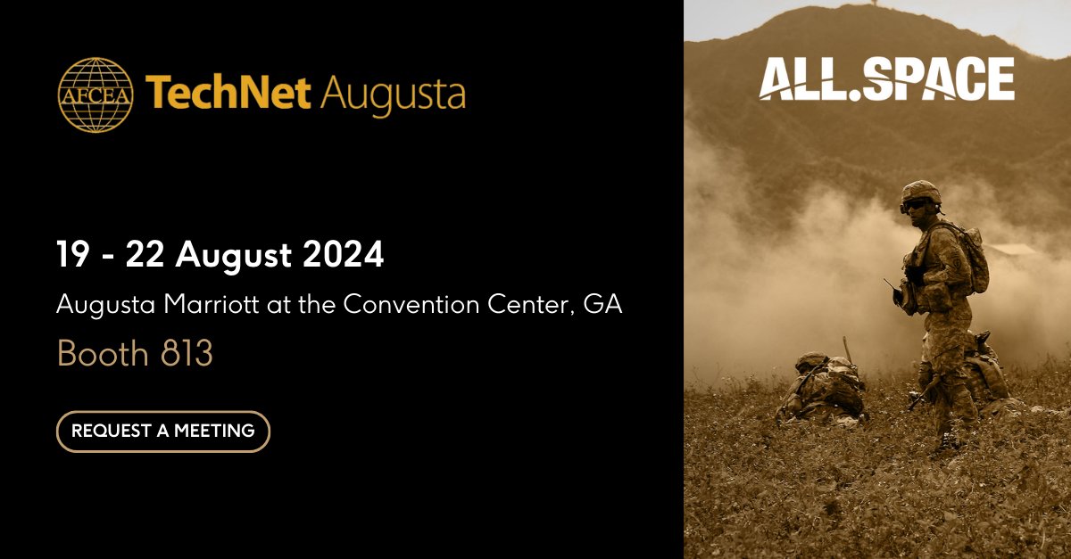 allspaceltd's tweet image. Join us at #TechNetAugusta on 19th - 22nd August 2024 in Augusta, GA. Stop by booth 813 to learn how resilient communications can be achieved with our MIL-STD multi-link terminal.
Request a meeting with us ahead of time: all.space/defence-events
#TechNetAugusta2024 #SATCOM