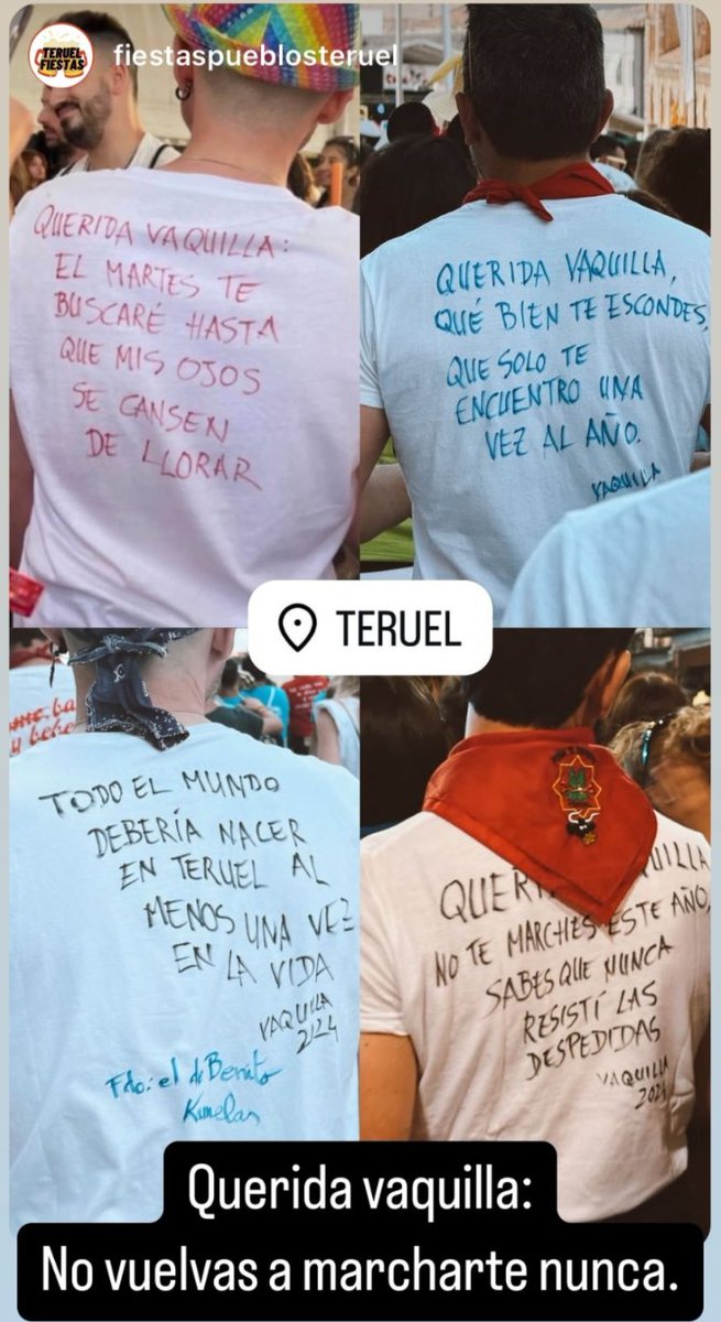 "Todo el mundo debería nacer en #Teruel al menos una vez en la vida" Sin duda la frase que resume el sentimiento vaquillero, gracias <a href="/Benitokamelasof/">Benito Kamelas</a> ganas locas de escuchar esa canción que habla de La Vaquilla ♥️