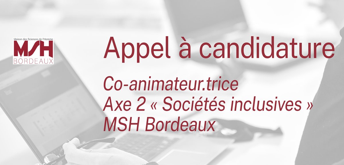 📣 La MSH Bordeaux recherche pour son axe 2 "Sociétés inclusives" un.e co-animateur.trice
Date limite de dépôt des candidatures: 27 septembre 2024 à minuit
Infos ici: mshbx.fr/2024/07/10/app…