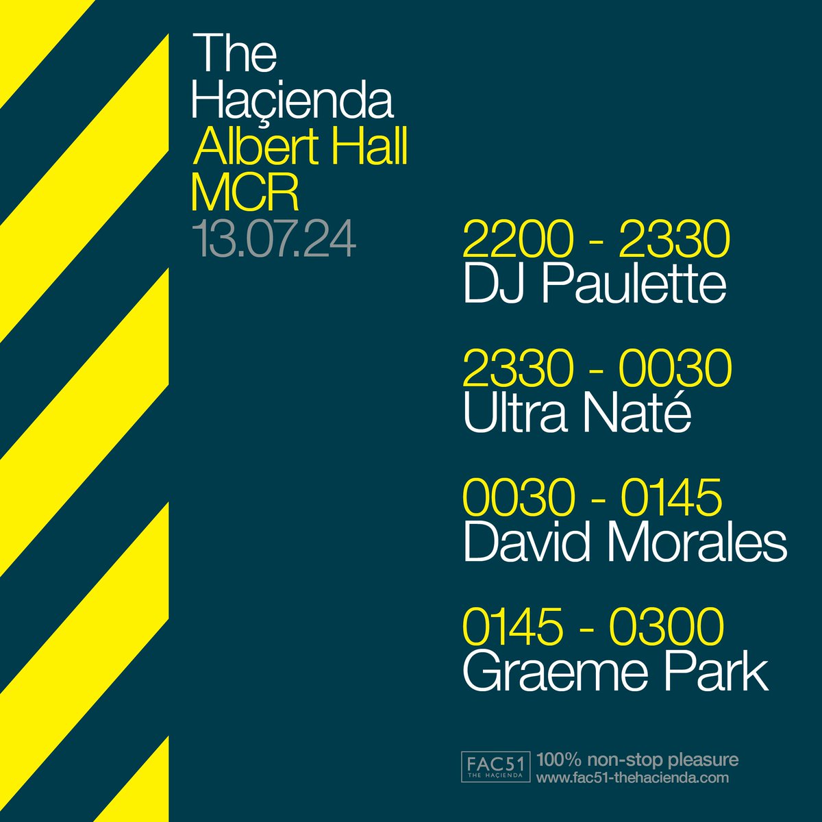 Albert Hall (@alberthallmcr) on Twitter photo THIS SATURDAY: <a href="/DJDavidMorales/">David Morales</a>, <a href="/graemepark/">Graeme Park ⭐️⭐️</a>, <a href="/ultranatemusic/">ULTRA NATE’</a> + @DJPAULETTE are heading over to our venue after their SOLD OUT Haçienda Classical show at Castlefield Bowl, for the ultimate <a href="/Fac51hacienda/">FAC51 The Haçienda</a> after-party!
Last chance for tickets: tinyurl.com/29kzd42b THIS SATURDAY: <a href="/DJDavidMorales/">David Morales</a>, <a href="/graemepark/">Graeme Park ⭐️⭐️</a>, <a href="/ultranatemusic/">ULTRA NATE’</a> + @DJPAULETTE are heading over to our venue after their SOLD OUT Haçienda Classical show at Castlefield Bowl, for the ultimate <a href="/Fac51hacienda/">FAC51 The Haçienda</a> after-party!
Last chance for tickets: tinyurl.com/29kzd42b