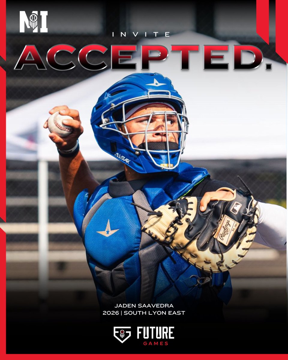 PrepBaseballMI's tweet photo. 𝐈𝐧𝐯𝐢𝐭𝐞 𝐀𝐜𝐜𝐞𝐩𝐭𝐞𝐝 ✅

2026 C Jaden Saavedra (South Lyon East HS) is headed to @LakePointSports for Future Games

#PBFG24 | @prepbaseball https://t.co/BqUSkRA8sT