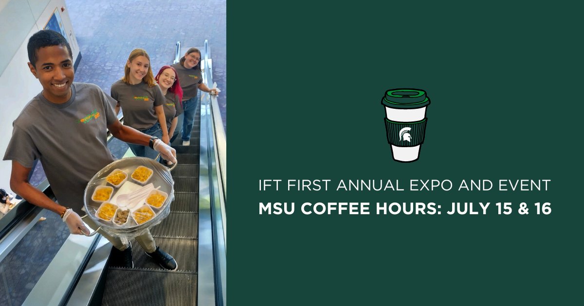 Connect &amp; engage with corporate partners, alumni, students, faculty from <a href="/canratmsu/">MSU CANR</a> for networking coffee hour at IFT FIRST in Chicago on 7/15 at 11AM and Tue 7/16 10AM
Registration link: loom.ly/L0c8-TE
#MSUFSHN #MSU #FSHN #MichiganStateUniversity #AcademicLife #Research