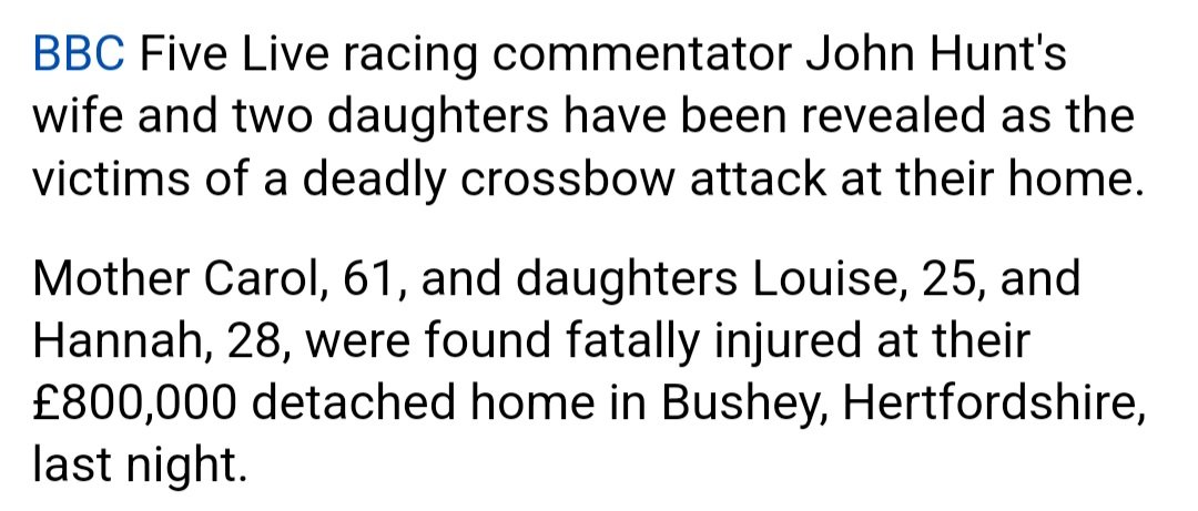 EmmaSzewczak's tweet photo. Reporting on the murder of John Hunt's family and the daily mail  manages to shoe horn in their house price in what I can only assume is some quiet dig at bbc presenter salaries? You stay classy, the daily mail https://t.co/YqtIBIaBW9