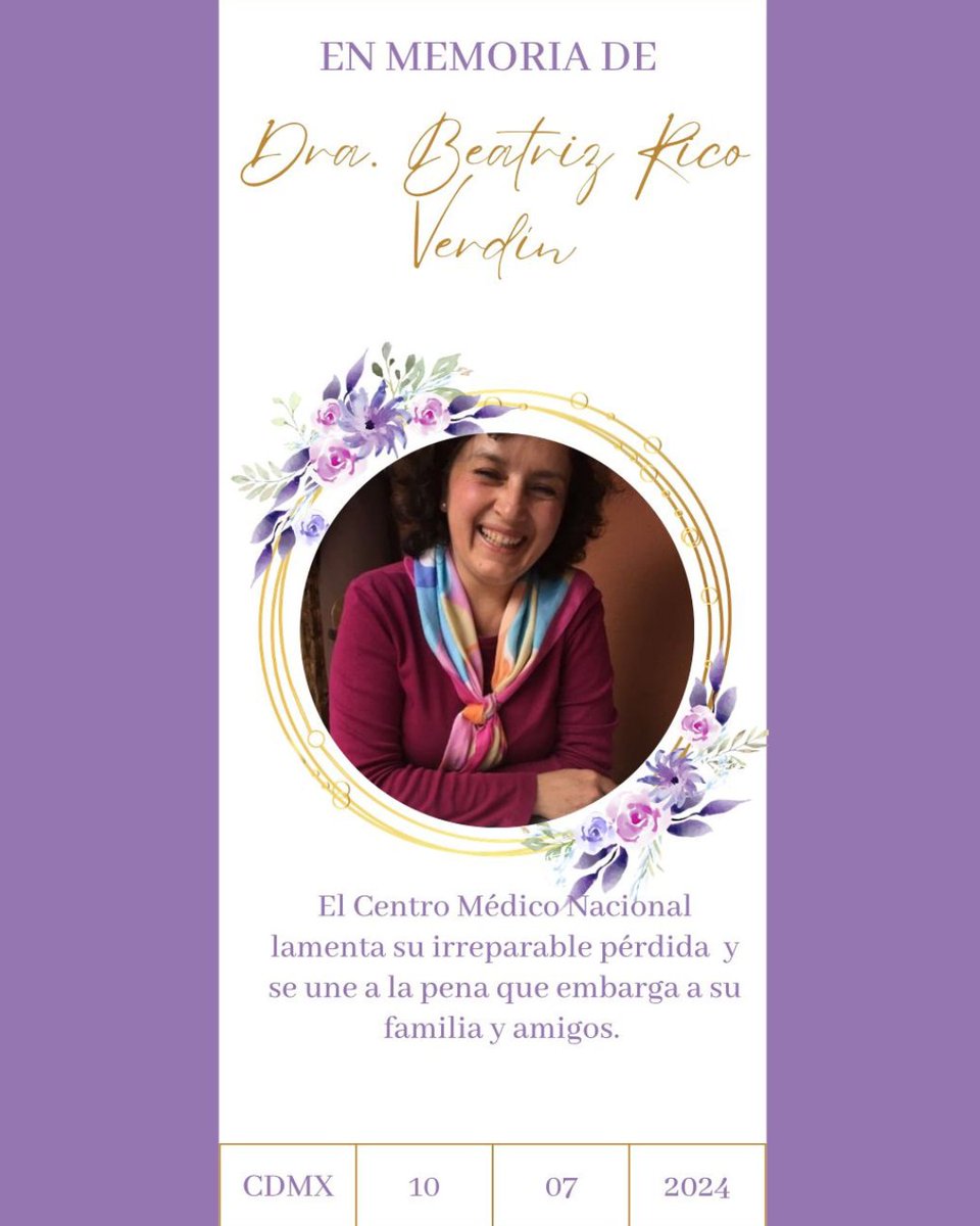 cmn20noviembre's tweet photo. El C.M.N. 20 de Noviembre se une a la lamentable e irreparable pérdida de la Dra Beatriz Rico
Uniéndonos a la pena que embarga a su familia, extendiendo nuestras más sinceras condolencias.
Julio 2024.
#CMN20Nov https://t.co/zyZBkGPCnP