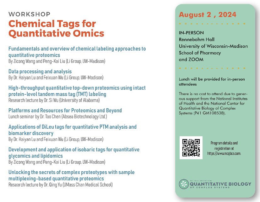 We're thrilled to host a Chemical Tags for Quantitative Omics Workshop on Aug 2 🥳🥳 Join in this interactive workshop to learn from experts either in person or via Zoom. Lunch will be provided 🍕and Registration is FREE👇👇
ncqbcs.com/resources/trai…
#TeamMassSpec #MassSpecMadison