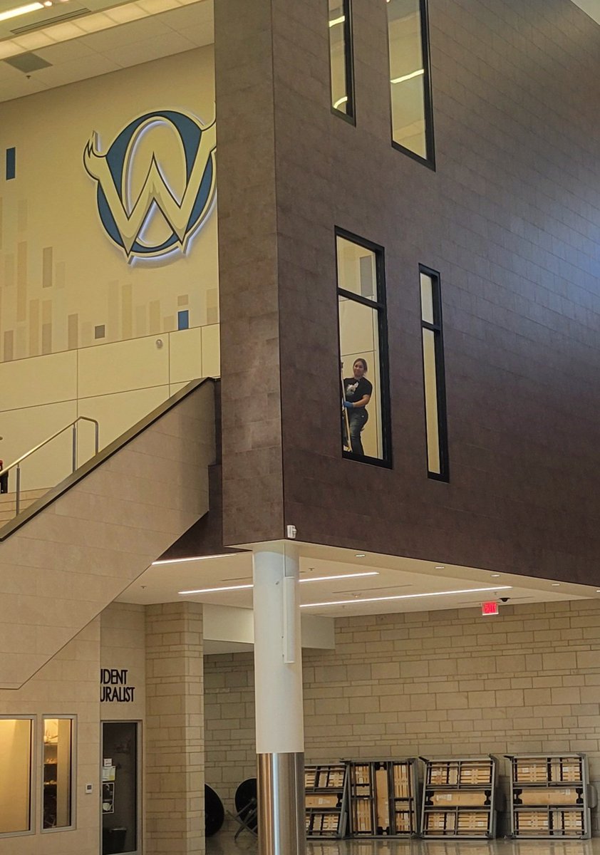 BlazeMeghan's tweet photo. Huge shout out to Olathe West's custodial crew! There's a select few of us who work all summer, so we've had a front row seat to watch this magic unfold. 
Thank you for making our school sparkle, Fabiola, and team. Your hard work is greatly appreciated! 💙🦉 https://t.co/LrPZEFxJCA