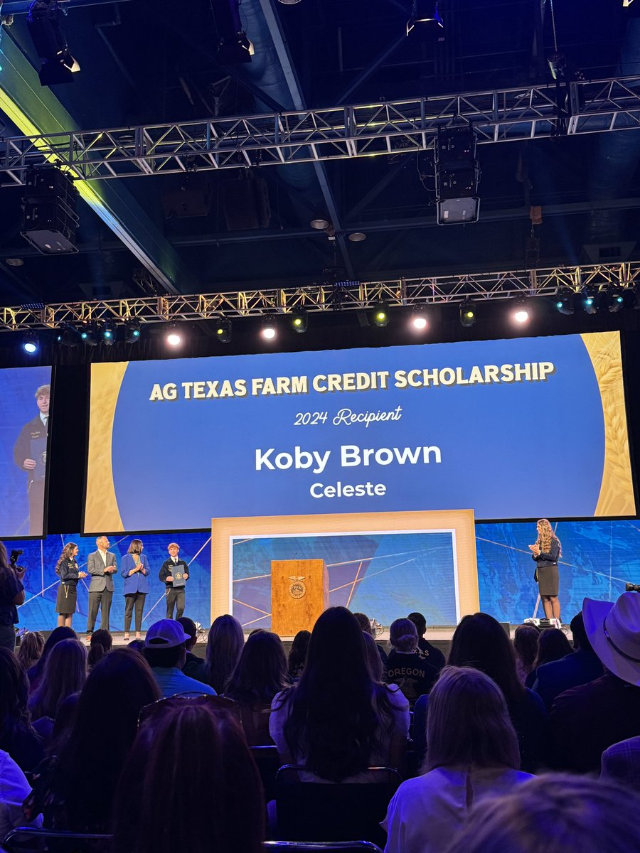 AgTexasFCS's tweet photo. Itβs a great morning to give back to youth in agriculture! This morning at the Texas FFA First General Session, our CEO, Kayla Robinson, presented scholarships to two outstanding FFA students! Congratulations to Koby Brown and Lindsey Garrison! ππ
#AgStrong #FFAStrong https://t.co/jcKZqaXSiI