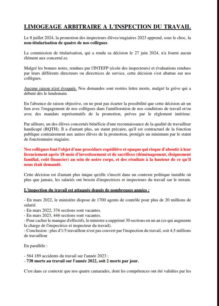 Inspecteurs élèves du travail tweet media