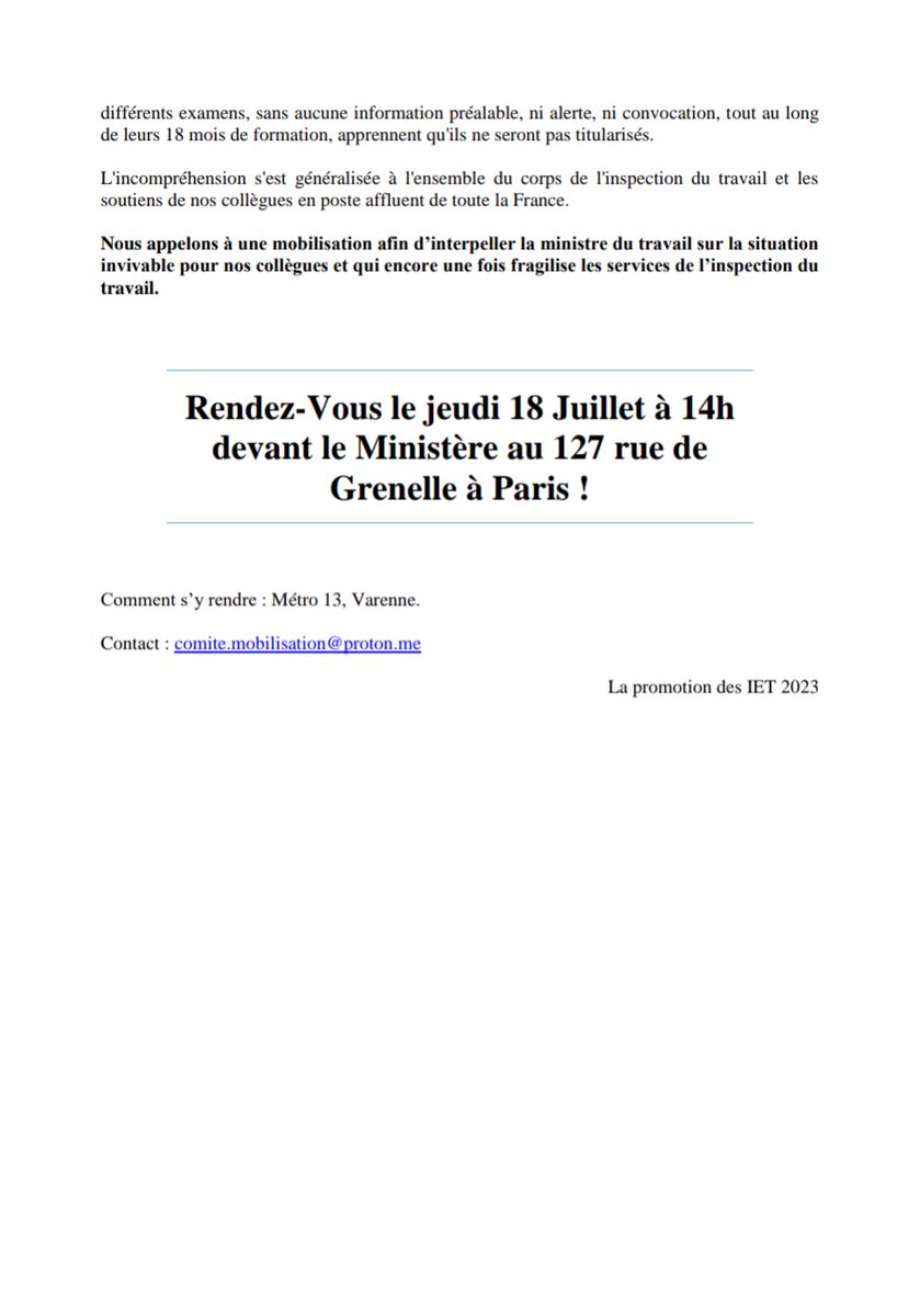 Inspecteurs élèves du travail tweet media