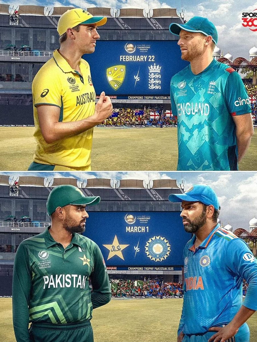 Arch-rivals have been drawn in the same group for the 2025 ICC Champions Trophy ⚔️

🇦🇺 🆚 🏴󠁧󠁢󠁥󠁮󠁧󠁿
🇵🇰 🆚 🇮🇳
#PakistanCricket
#ChampionsTrophy
#BabarAzam 
#CricketUpdate