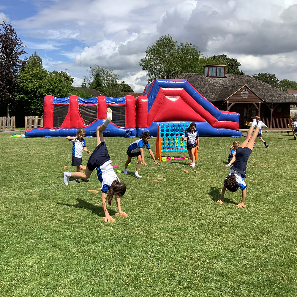 GayhurstSchool's tweet image. The Gayhurst children are bouncing their way to the end of term. A full day of activities was just the ticket on the penultimate day of term #yesthatisMrCunningham #inflatablefun #SiblingSchool #ELDRIC