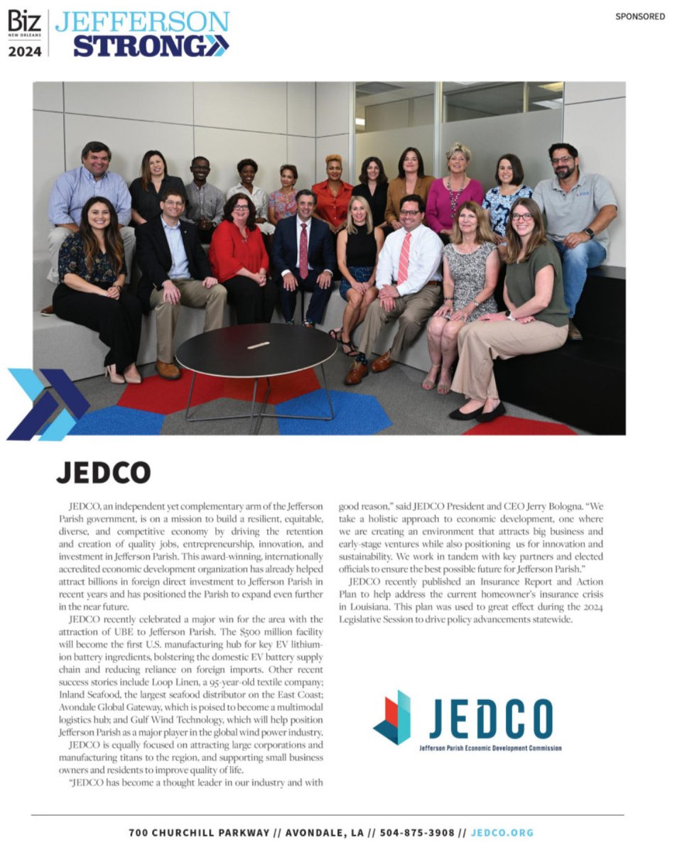 JEDCO_News's tweet photo. The #JeffParish issue of @BizNewOrleans is here! We are proud of all the remarkable strides made by our community's businesses and leaders! Be sure to grab your copy and see all the great things taking shape in #JeffParish! #JeffersonStrong
🔗 https://t.co/inaStdcSB8 https://t.co/wShd2ypnt9