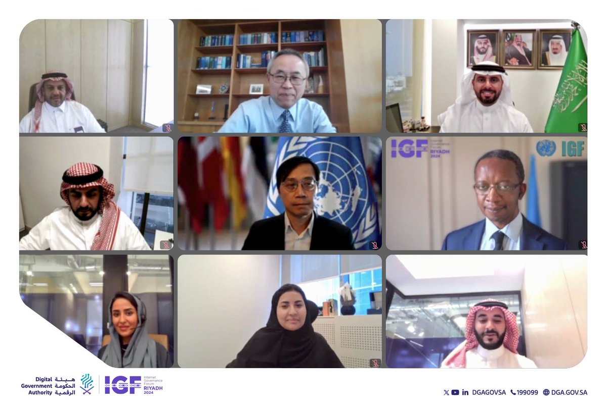 DgaGovSa's tweet photo. H.E.  Eng. @ahmedalsuwaiyan meets with H.E. Mr. @Li_Junh, the UN Under-Secretary-General for Economic and Social Affairs, to review the preparations for hosting #IGF2024 in Riyadh this December. https://t.co/MbesXYF9FM