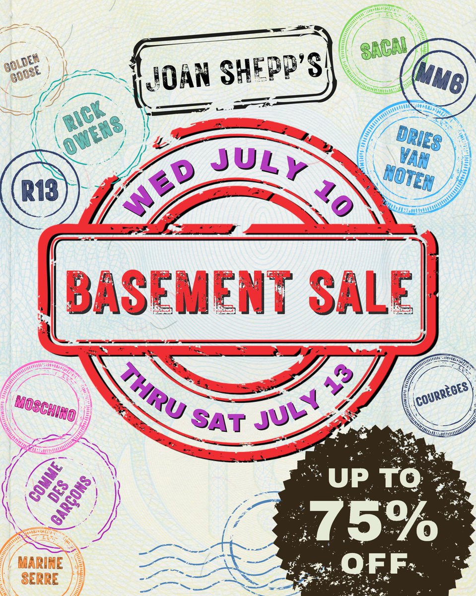 JoanShepp's tweet photo. Our legendary BASEMENT SALE has begun! Up to 75% OFF SS24 Collections! *In-Store and select items online: https://t.co/918UyOyAOu https://t.co/8M1naa75H9