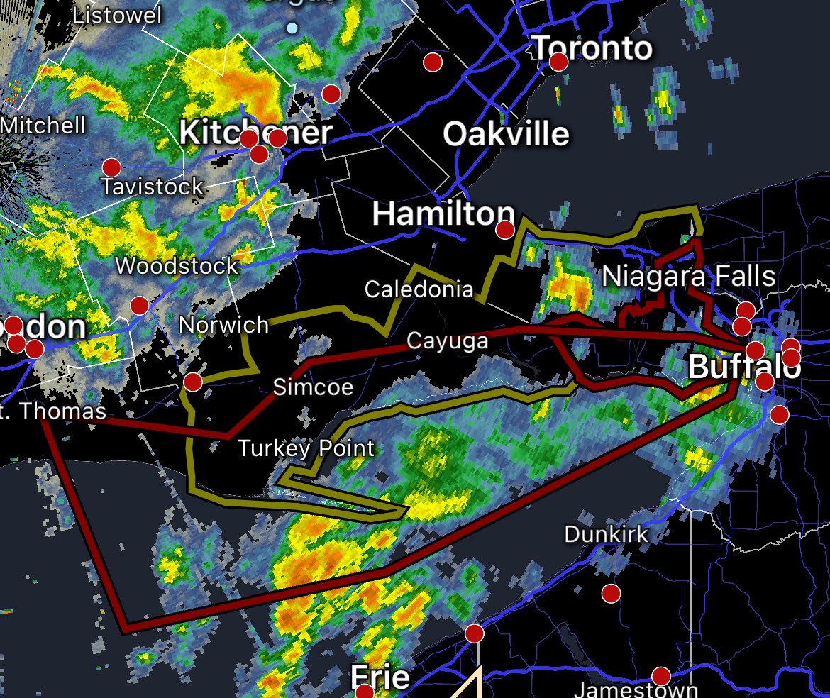 StormhunterTWN's tweet photo. Severe Thunderstorm and Tornado Watches now out for the Niagara region. Check @weathernetwork for all the details. Heading that way now. #ONStorm https://t.co/FA0EEuvXQl