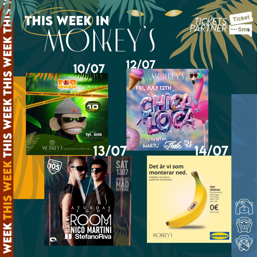monkeysanremo's tweet photo. THIS WEEK at MONKEY'S BEACH CLUB!
https://t.co/O4D8VjMf4w https://t.co/IQkUfaZ4EV