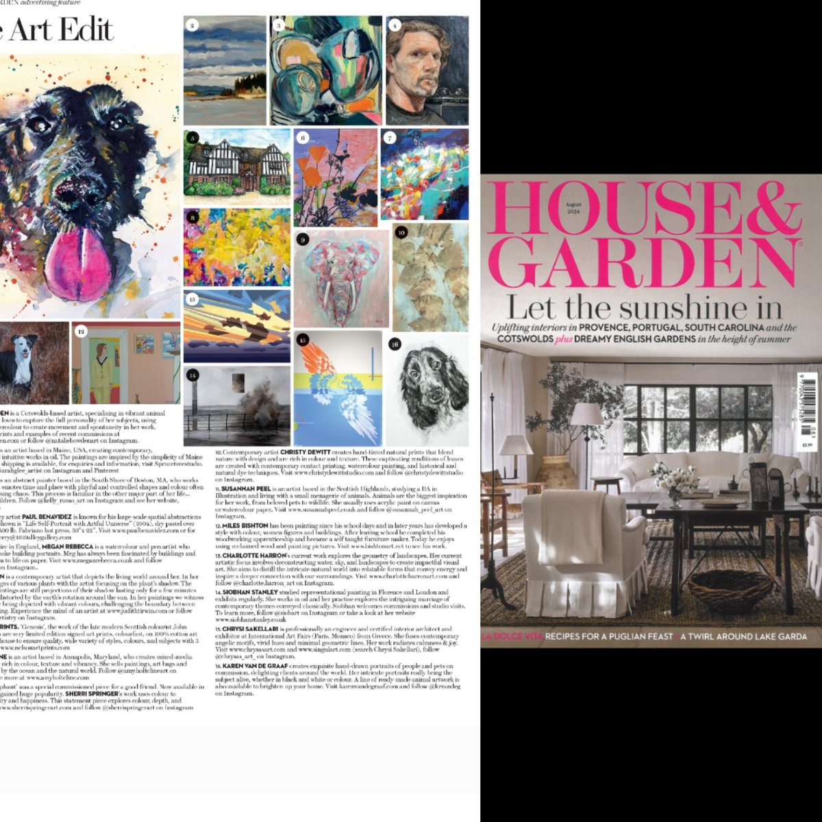 🎺Big announcement!!! 🎺 See <a href="/krvandeg/">Karen van de Graaf</a> in House and Garden's Art Edit. (Cocker spaniel in the bottom right), in the August 2024 edition.   

Been thinking of getting me to do a portrait for you? Order soon.

#houseandgarden #TheArtEdit #portraitfeature #karenvandegraafartist