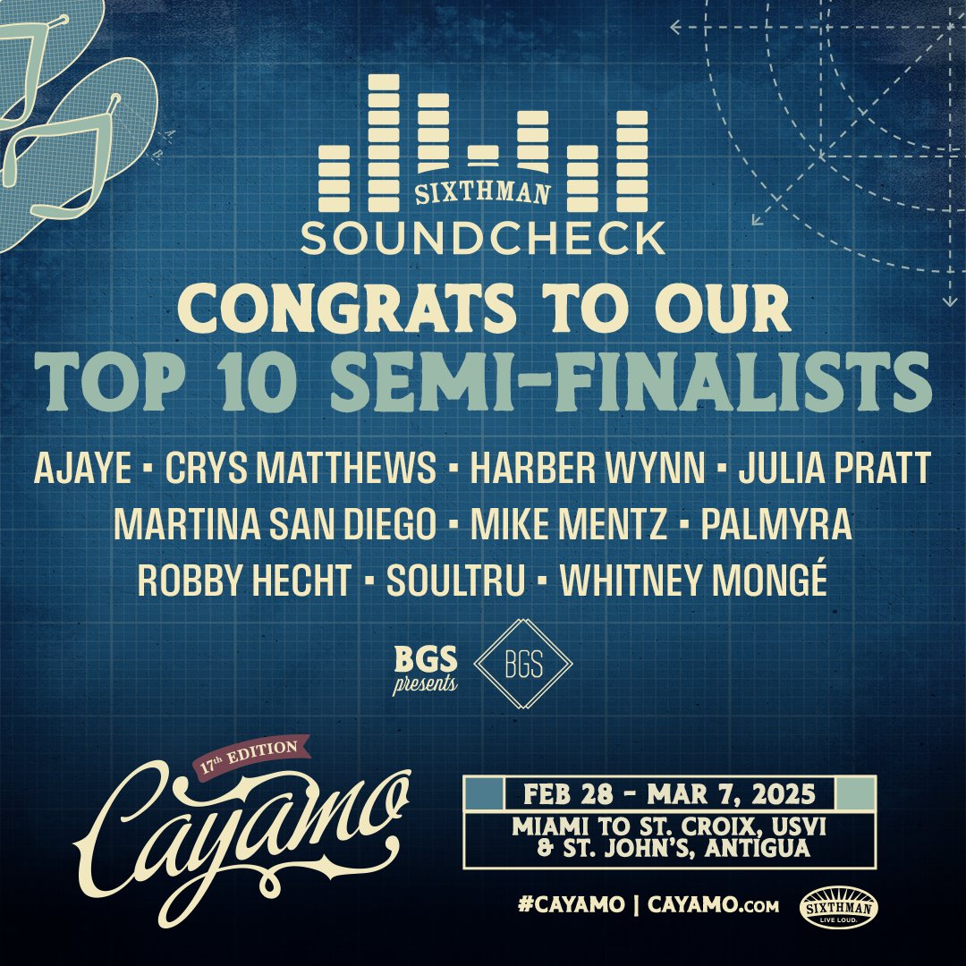 I’m excited to announce that I'm 1 of 10 finalists chosen for the chance to play on the <a href="/Cayamo/">Cayamo</a> music cruise this February!🚢❤️🎶

Voting for the top 5 opens Thursday and anybody can vote. If you've got a sec this week, help me reach for a dream! cayamo.com/soundcheck

#cayamo