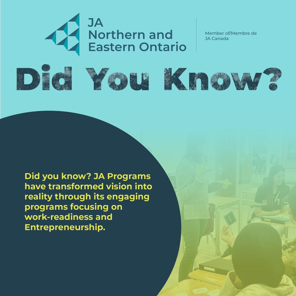 ja_neo_'s tweet image. Did you know? JA Programs have transformed vision into reality through its engaging programs focusing on work-readiness and Entrepreneurship. 
#CreatingOpportunites #YouthInAction #VisionToReality #BuildingFuturers