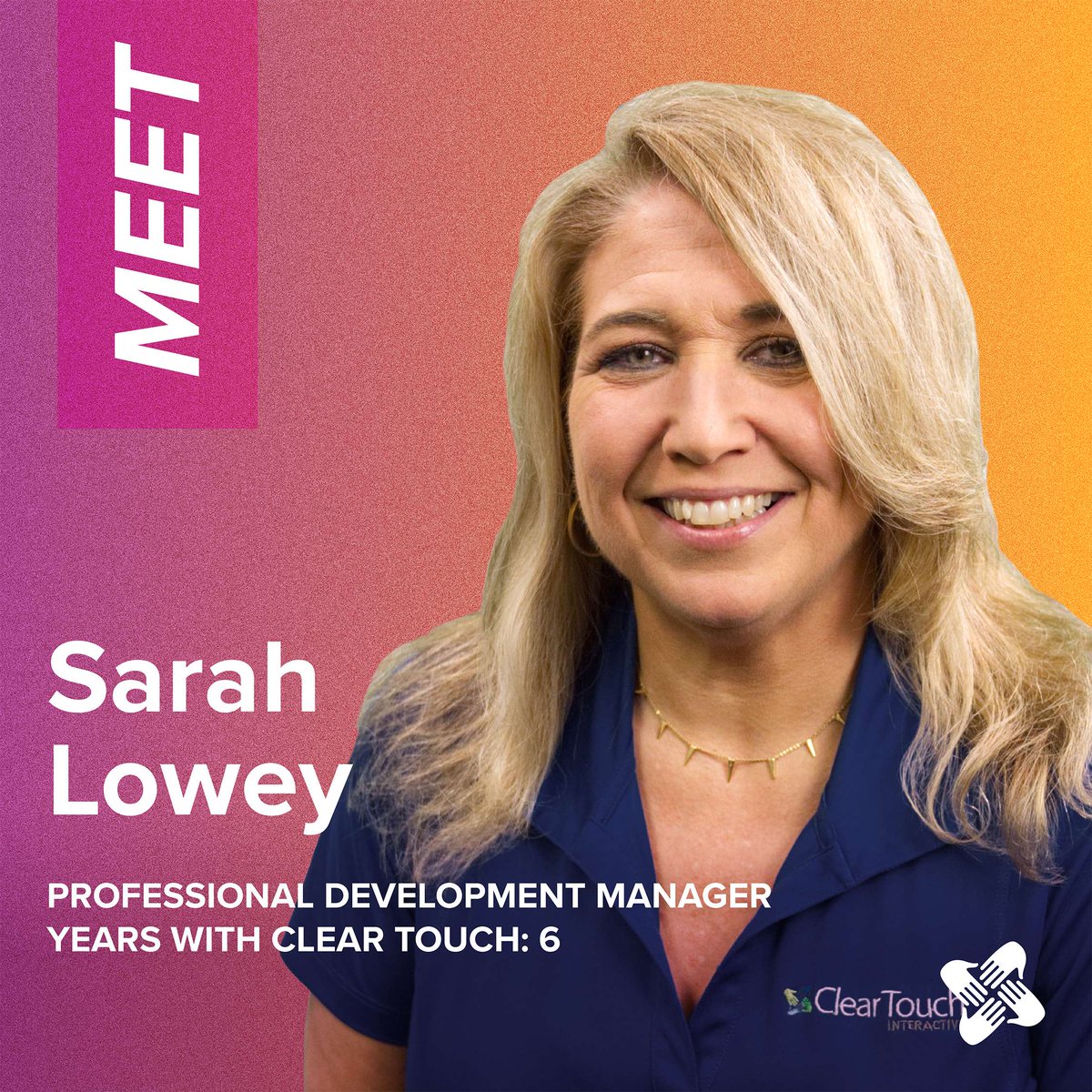 GetClearTouch's tweet photo. 𝑴𝒆𝒆𝒕 𝑺𝒂𝒓𝒂𝒉, our rockstar Professional Development Manager for the past 6 years at Clear Touch! 🚀 Outside of work, you’ll find her by the water, making memories with her family, or exploring in her travel trailer! 🚐
#MeetTheTeam #ProfessionalDevelopment #CTEducator https://t.co/DiQa8jwNHH