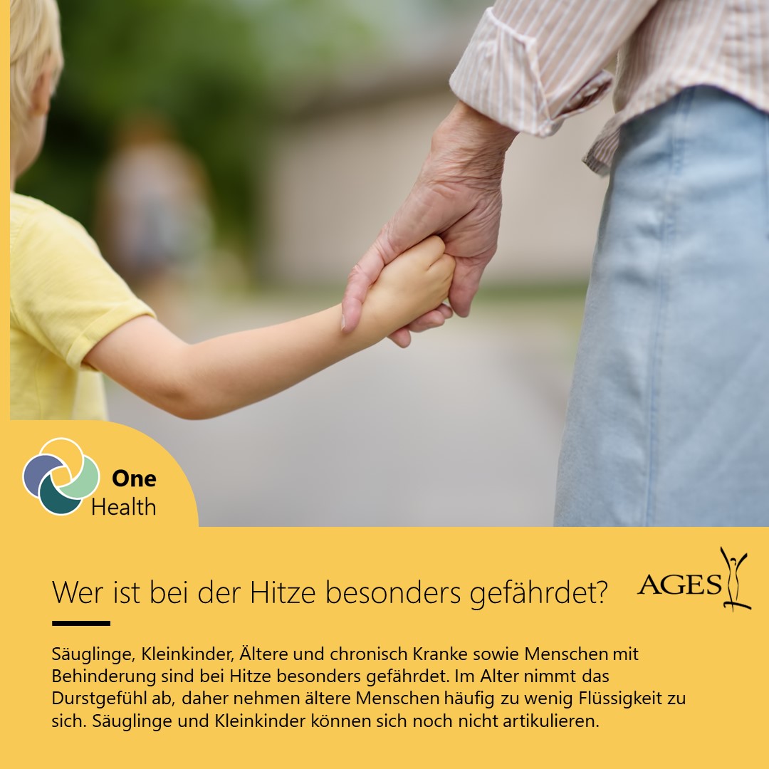agesnews's tweet image. Wer ist bei #Hitze besonders gefährdet? Säuglinge &amp;amp; Kleinkinder können sich noch nicht artikulieren. Ältere Menschen nehmen oft zu wenig Flüssigkeit zu sich, da das Durstgefühl abnimmt. Auch chronisch Kranke &amp;amp; Menschen mit Behinderung sind gefährdet. ➡️ ages.at/umwelt/klima/k…
