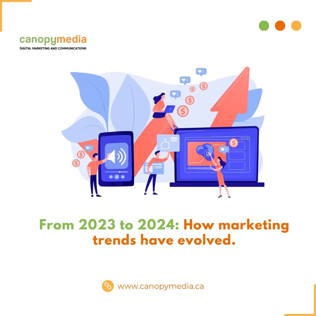 canopymedia's tweet photo. To succeed in the fast-paced marketing world, staying up-to-date with the latest trends is vital. See how marketing trends have evolved from 2023 to 2024 to keep your strategies relevant and effective. 

Learn more: https://t.co/WkXcBAFprn

#Trends2024 #MarketingEvolution https://t.co/G4pbtLtGtr