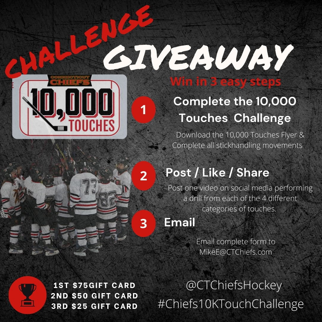 CTChiefsHockey's tweet photo. Level up your game this summer! 🏒🔥

Join the 10,000 Touch Challenge and dominate the ice. Complete 10,000 stickhandling reps by August 22nd for a chance to win awesome prizes! Show off your skills on social media, and get ready to crush the upcoming season! https://t.co/XxxbUgvieg