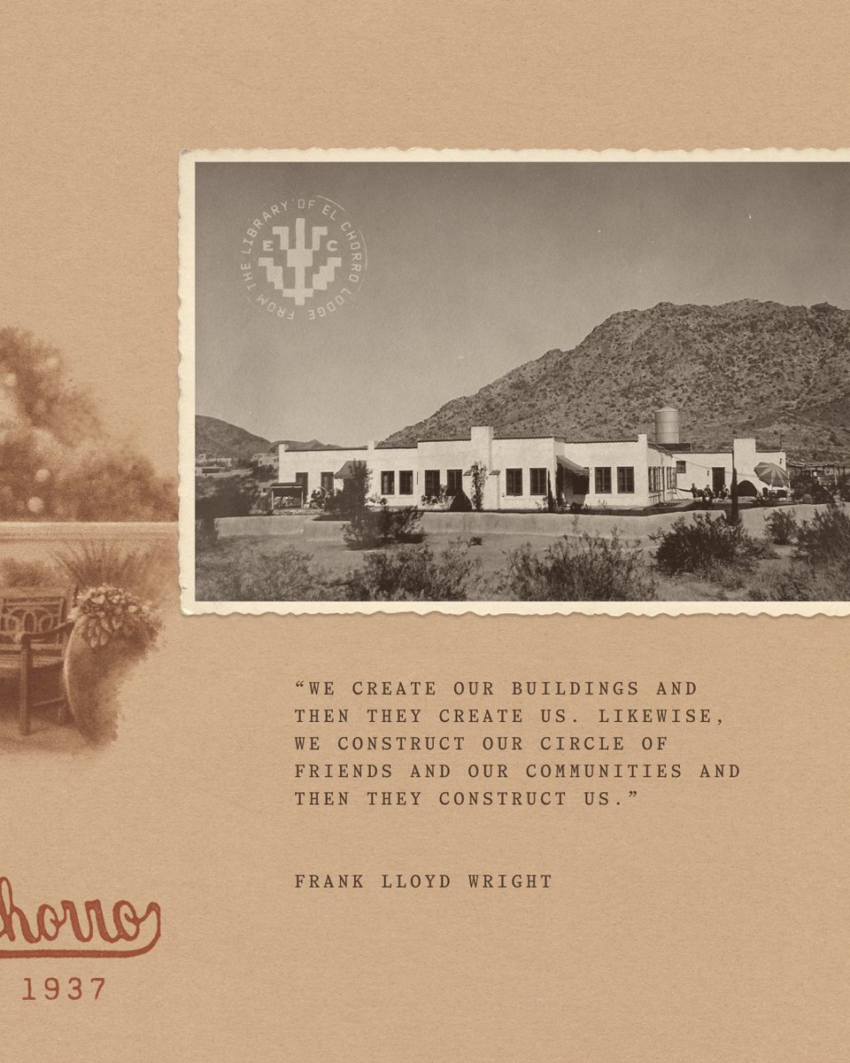 ElChorroAZ's tweet photo. “We create our buildings and then they create us. Likewise, we construct our circle of friends and our communities and then they construct us.”​⁠
⁠
⁠
Frank Lloyd Wright https://t.co/oapi2nwcZr