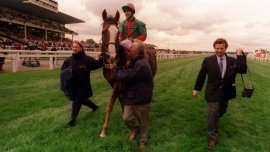 HORSERACING1002's tweet photo. DOUBLE TRIGGER🇮🇪1991
(ELA-MANA-MOU - SOLAC BY GAY LUSSAC)
#DoubleTrigger
B/ Dene Investment N.V.🇮🇪Mar 24, 1991
O/
T/
26-13-2-1---$872,365
1994 Hwt at 3🇮🇹14f+
1996 Hwt older horse 🇬🇧14f+
Zetland S, St Leger Italiano G3, Henry II S G3 (2), Sagaro S G3 (2), Goodwood Cup G2 (3), Ascot Gold Cup G1, Doncaster Cup G3 (3),
2nd Ascot Gold Cup G1 (2),
3rd St Leger S G1.
Stood 🇬🇧 Sired Russian Trigger, Bugsys Boy, Double Dizzy, Faltering Fullback,
Died Feb 23, 2020