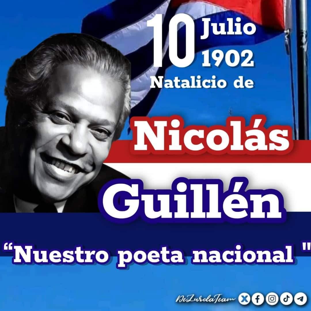 Nicolás Guillén es el rostro de la
Revolución que su Cuba vio nacer el 10 de julio de 1902, es el elogio merecido que le hace brillar a 122 años de su natalicio, luz que renace cada día #SanctiSpíritusEnMarcha
#CubaEsCultura