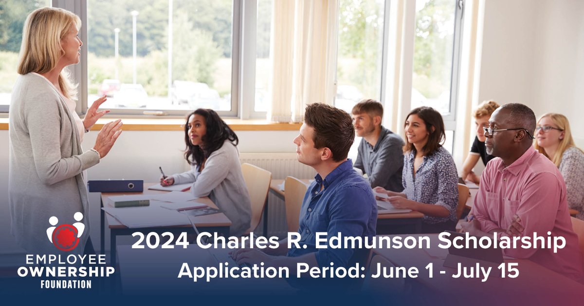 The application deadline for the 2024 Charles R. Edmunson Scholarship is July 15, 2024! Don’t miss this educational opportunity for non-managerial employee owners!  To learn more visit employeeownershipfoundation.org/grants-funding…

#employeeownership