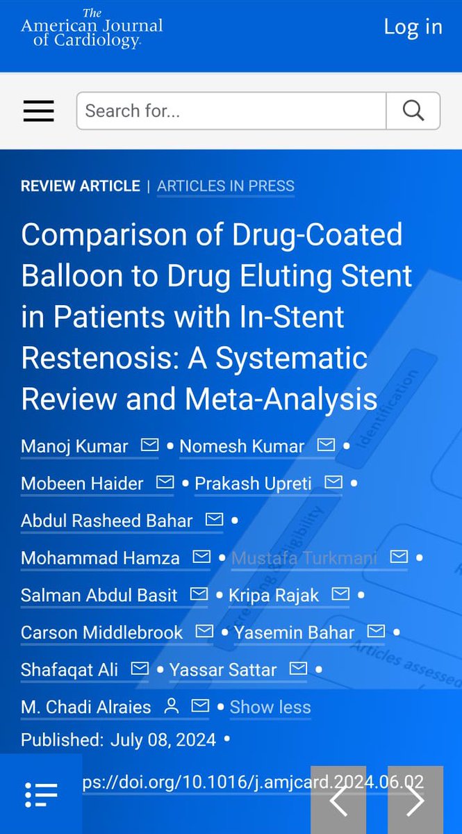 MobeenMZH's tweet image. Read our meta-analysis paper : doi.org/10.1016/j.amjc… in AJC on #DCB vs #DES for #InStentThrombosis by our amazing   🫀team. 
@KumarManoj_MD @NomeshKumar_MD @PrakashUpretiMD @DrMustafaT @KripaRajak3 @ShafAli_MD @DryasarsattarMD @chadialraies @AmJCardio #CardioTwitter #Cardiology
