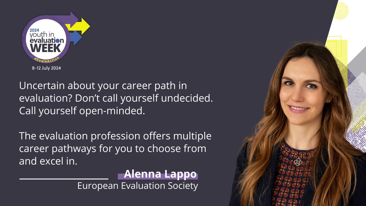 UNFPA Independent Evaluation Office (@unfpa_eval) on Twitter photo Uncertain about your career path in #evaluation?
❌Don’t call yourself undecided.
✅Call yourself open-minded.
<a href="/alena_lappo/">AlenaLappp</a> of <a href="/EES_Eval/">European Evaluation</a> weighs in, at the #Eval4Action X Space on evaluation careers
On air now 🎙️ x.com/i/spaces/1nAKE… Uncertain about your career path in #evaluation?
❌Don’t call yourself undecided.
✅Call yourself open-minded.
<a href="/alena_lappo/">AlenaLappp</a> of <a href="/EES_Eval/">European Evaluation</a> weighs in, at the #Eval4Action X Space on evaluation careers
On air now 🎙️ x.com/i/spaces/1nAKE…