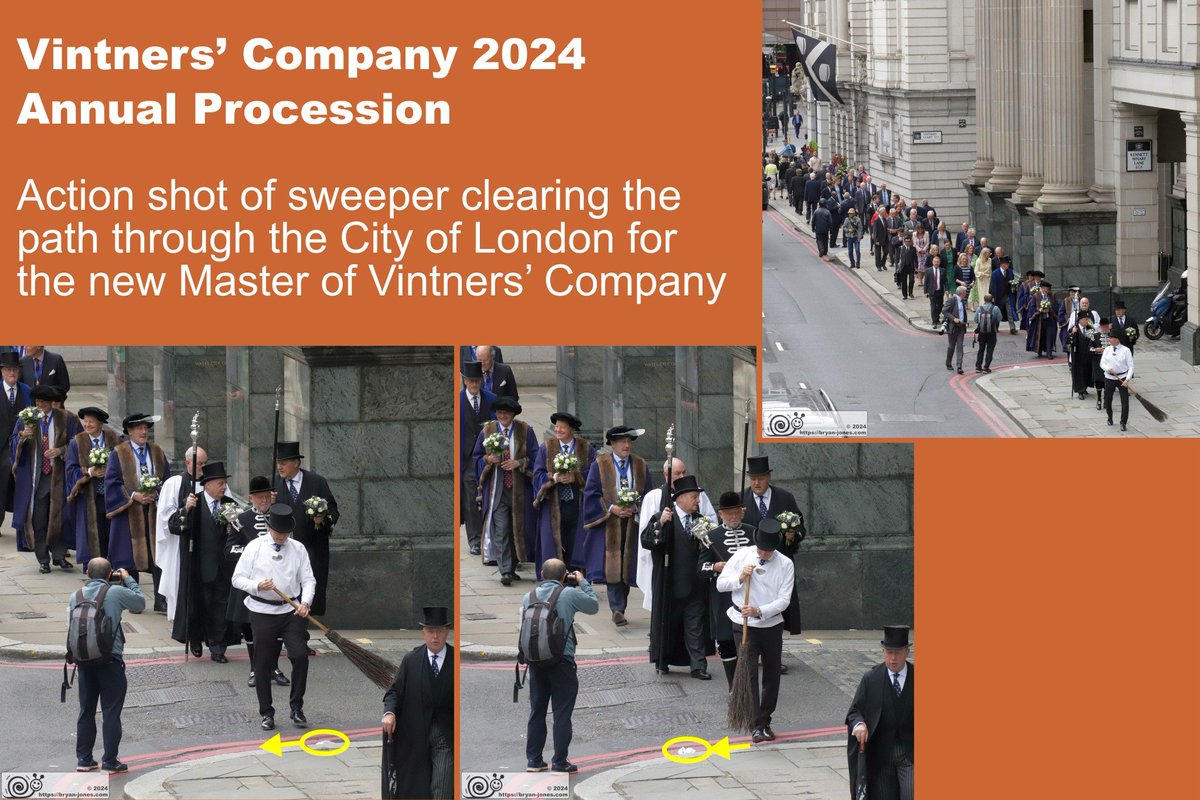 Bryan Jones (@mrbryanejones) on Twitter photo Action shot of sweeper clearing path through the City of London for the new Master of Vintners’ Company during the 2024 annual procession. Another ancient tradition.
MorePics: bryan-jones.com/2024-vintners-…
<a href="/VintnersCompany/">The Vintners Company</a> <a href="/cityoflondon/">City of London</a> <a href="/citylordmayor/">Lord Mayor of London, Alastair King</a> <a href="/thecityofldn/">The City of London</a> #tradition #london Action shot of sweeper clearing path through the City of London for the new Master of Vintners’ Company during the 2024 annual procession. Another ancient tradition.
MorePics: bryan-jones.com/2024-vintners-…
<a href="/VintnersCompany/">The Vintners Company</a> <a href="/cityoflondon/">City of London</a> <a href="/citylordmayor/">Lord Mayor of London, Alastair King</a> <a href="/thecityofldn/">The City of London</a> #tradition #london