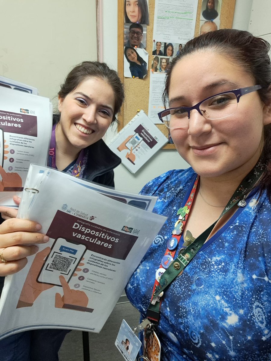 Nuestras champions <a href="/MackaAlv07/">Mackarena Alvarado Mundaca</a>  <a href="/Conysabine/">Constanza</a>  difundiendo material de apoyo a los equipos para el manejo seguro de los accesos vasculares. 
#bpso