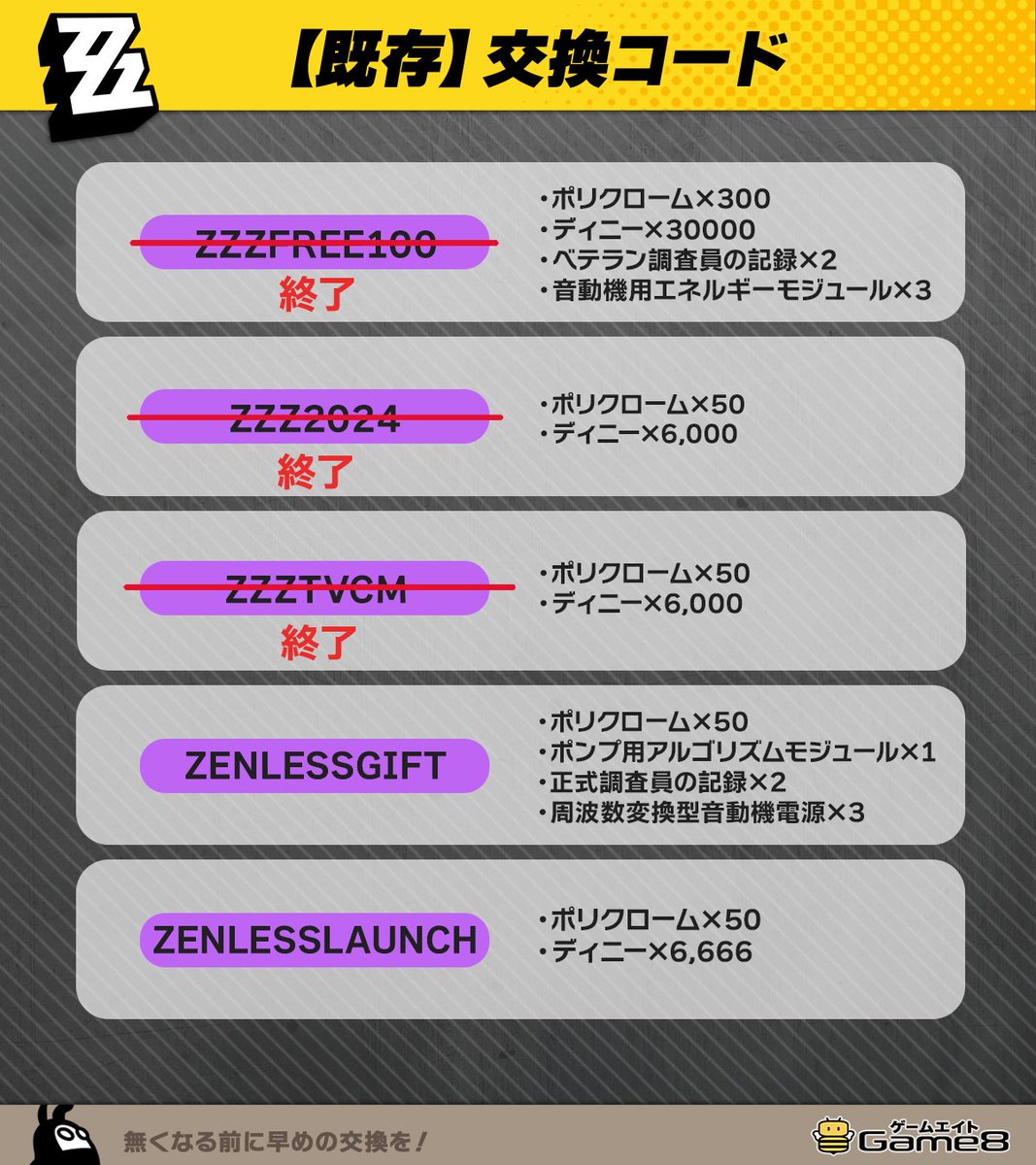 ZZZ_Game8's tweet photo. 〖最新版・改〗ゼンゼロ交換コード一覧
7種類のコードが7月10日に追加されました！

＜7月10日追加分＞
・KANURBT5MQ8D
・4BPDRBT459RH
・NS6U9TTLM6AV
・XTNDQAS44985
・NB6D9SB4MPSZ
・USNC9SB4499R

＜既存分＞
・ZENLESSGIFT
・ZENLESSLAUNCH

▼リプ欄に自動入力リンクを追記しています…
#ゼンレスゾーンゼロ #ゼンレスゾーンゼロ #zzzero
