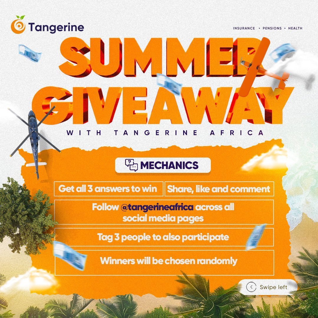 TangerinAfrica's tweet photo. Giveaway O’ clock 🥳

In the spirit of the summer holidays, we will be giving out 10k vouchers.

Simply follow the instructions to stand a chance of winning. Tell a friend to Tell a friend.

Don’t forget to tag a friend to follow. https://t.co/INz8wLrgPI