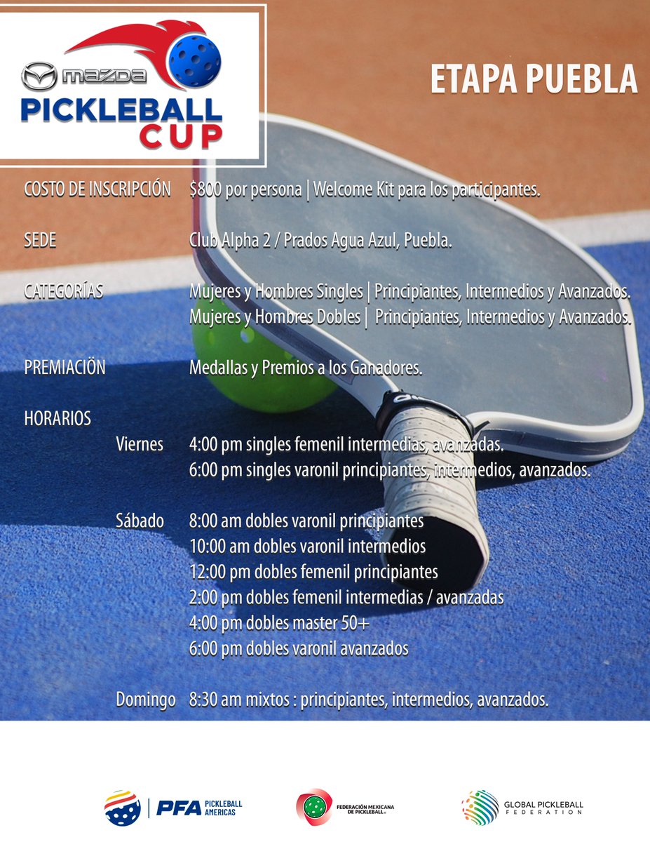 Imagen_Mx's tweet photo. 💥 Comienza tu viaje en este emocionante deporte...Mazda Pickleball Cup
¿Te gustan los desafíos? ¿Eres competitivo y estratégico?
Inscríbete en https://t.co/q4v1DQ7vVi o por whatsapp al 5618761027
@MazdaOficial
#Modosport
#vivimosenmodosport
#somospickleball https://t.co/vlKEUBWpMV