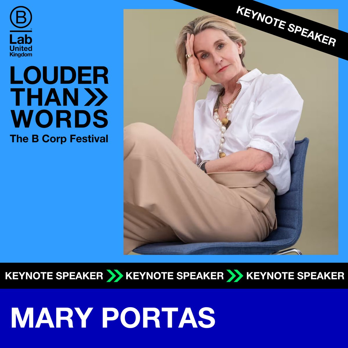 B Corp UK (@bcorpuk) on Twitter photo 📣 Big news! Businesswoman, broadcaster, author, activist and co-chair of the <a href="/betterbizact/">Better Business Act</a>, Mary Portas OBE is the keynote speaker at Louder Than Words — The B Corp Festival. 📣
Grab your ticket to hear Mary's highly anticipated speech.💡 <a href="/maryportas/">Mary Portas OBE</a>
bit.ly/3V9T9GY 📣 Big news! Businesswoman, broadcaster, author, activist and co-chair of the <a href="/betterbizact/">Better Business Act</a>, Mary Portas OBE is the keynote speaker at Louder Than Words — The B Corp Festival. 📣
Grab your ticket to hear Mary's highly anticipated speech.💡 <a href="/maryportas/">Mary Portas OBE</a>
bit.ly/3V9T9GY