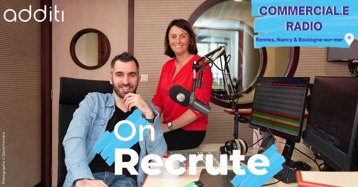 / Recrutement

📢 Nous sommes à la recherche de nos futur.e.s COMMERCIAUX RADIO &amp; AUDIO-DIGITAL en CDI !
additi.ouest-france.fr/recrutement/of…

---

#Additi #CDI #commercial #radio #hiring #iciçarecrute #onrecrute #recrutement #werehiring #Media #offredemploi #Rennes #Nancy #Boulognesurmer