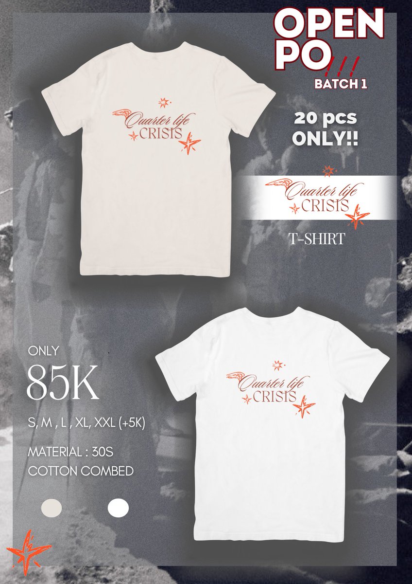 bunnymochia's tweet photo. ‼️OPEN PO QUARTER LIFE TSHIRT‼️(HELP RT)
Anyeong👋🏻 siapa disini yg suka lagu dan related bgtt sama Quarter Life by TXT☺️ yukk ikut PO Tshirt nyaa
OPEN PO 11-21 July 2024
💸 IDR 85K, DP 50K
hanya 20pcs lohh
⚡️Keep yours https://t.co/zU0mB8w1r8
#Zonajajan #zonauang #TXTmerch https://t.co/RXtiDKpMrR