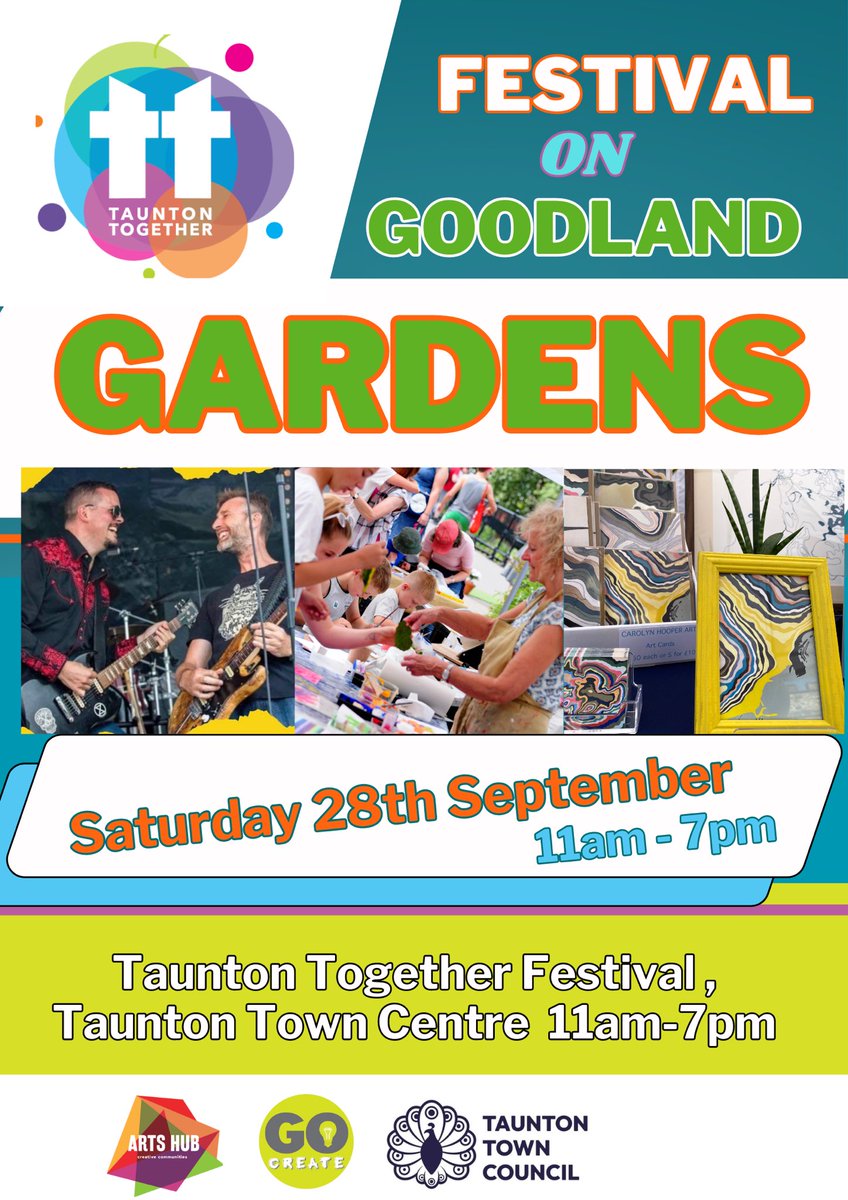 ❗️❗️CALL OUT to Traders for Taunton Together Festival on Saturday 28th September ❗️❗️

✅ GoCreate Artists for the Arts Market
✅ Street Food, Ice Cream &amp; Bespoke Bars
✅ Art &amp; Craft Stalls

Please email us at info@gocreate.org.uk for an application form.

#TauntonTogether