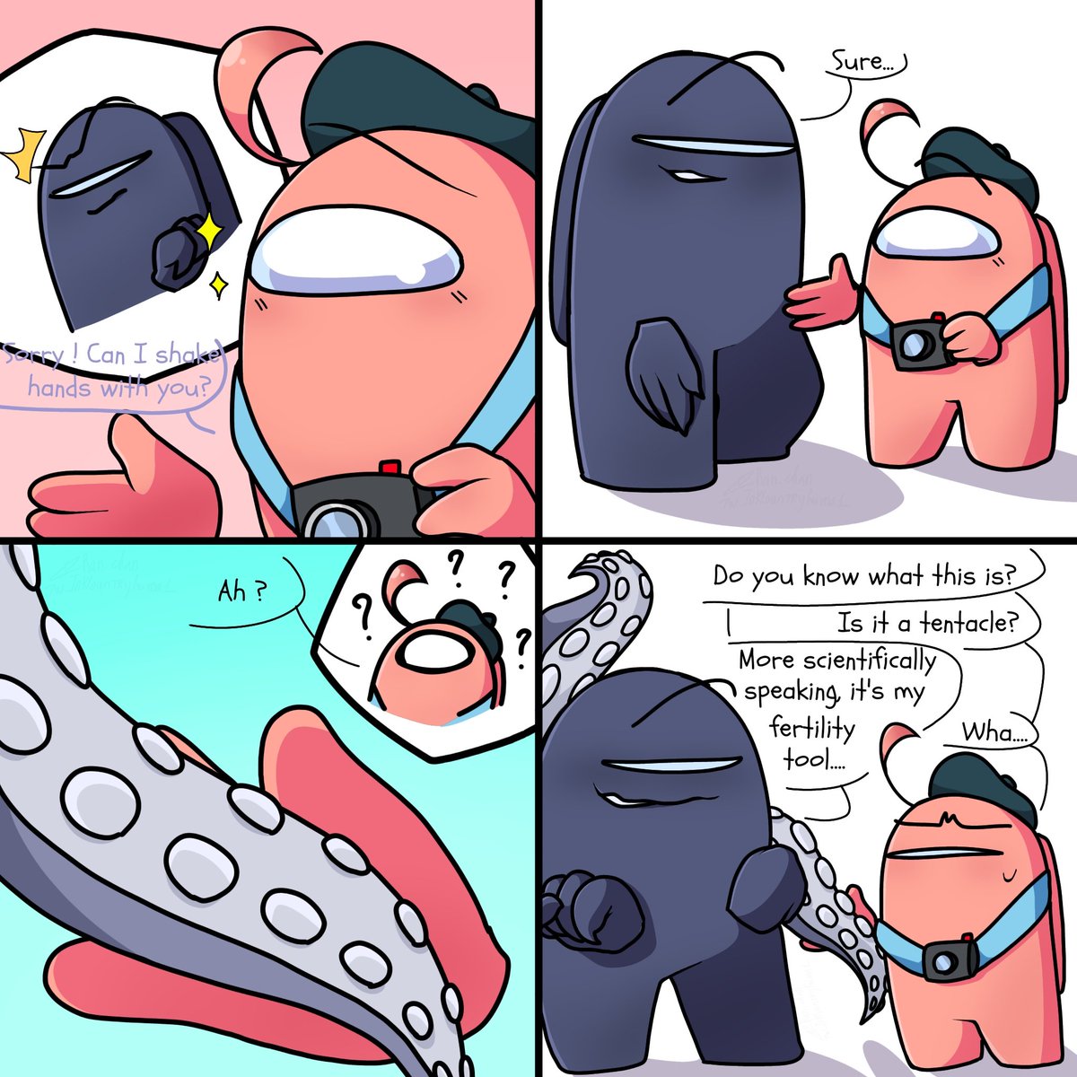 Ran_chanik's tweet photo. The story of the tentacle :) >>
#Amongus #Amongusart #amongusOC https://t.co/JDMMcSKmLf