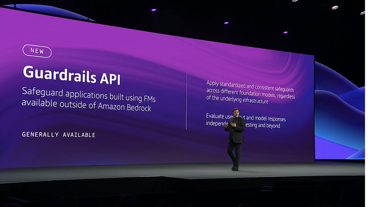 holgermu's tweet image. Next up - @Mza announces the #Guardrails API for @AMazon Bedrock  #AWSSummit