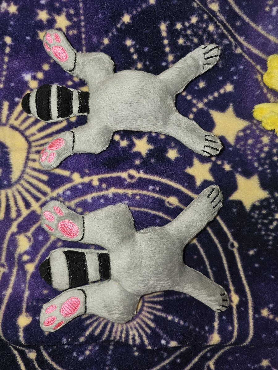 CeruleanCrafts's tweet photo. I got a little frustrated (and bored, thanks ADHD lol 🙃) working on the Stardew chicks, so I spent some time working on a two-piece ITH raccoon design. 
The chicks are coming along though, I've almost got the design where I want it, I need to fix the beak, then do the pattern! https://t.co/Q9sFN4HCRk