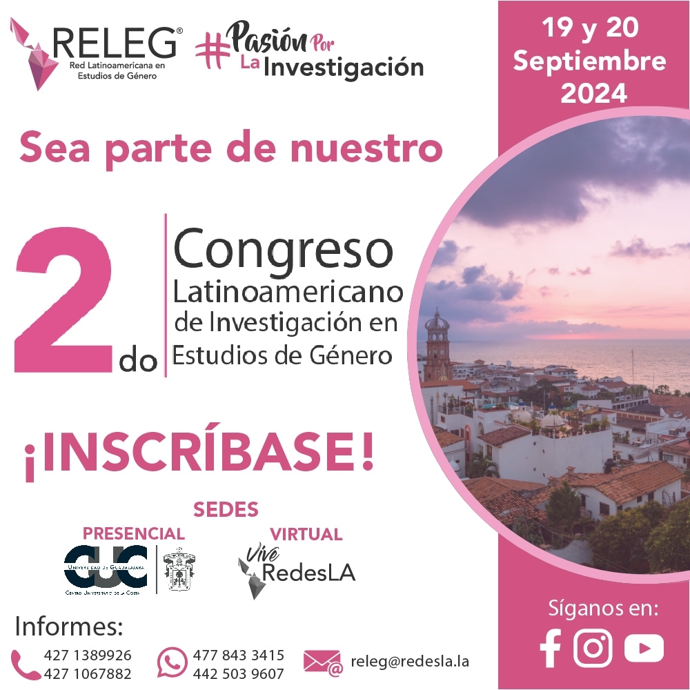 RELEG_Oficial's tweet photo. 🟣Nuestro #Congreso #RELEG 2024 está más cerca que nunca. No se pierda la oportunidad de participar en este magno evento académico con valor curricular 📚: https://t.co/WCIl5CBIxg.

#EstudiosDeGénero #Investigación #Investigadores #PuertoVallarta #CentroUniversitarioDeLaCosta https://t.co/AmXSiRB328