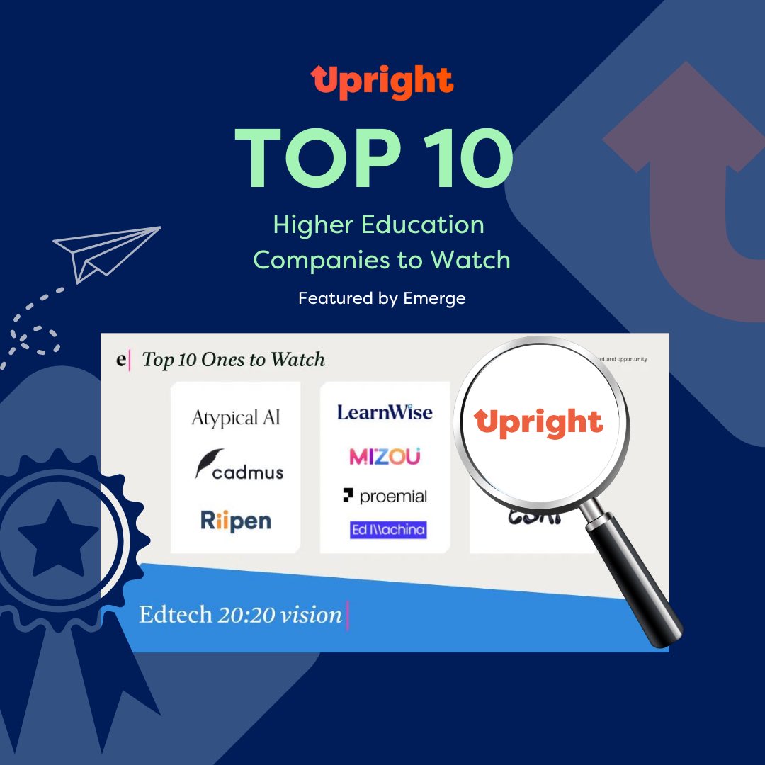 🏆 Thrilled to share that Upright Education has been recognized as one of the Top 10 Higher Education Companies to Watch by Emerge! 

We are extremely proud of our incredible team and the impact we're making in the #EdTech space! 🚀 

Learn more: rb.gy/kgndzj