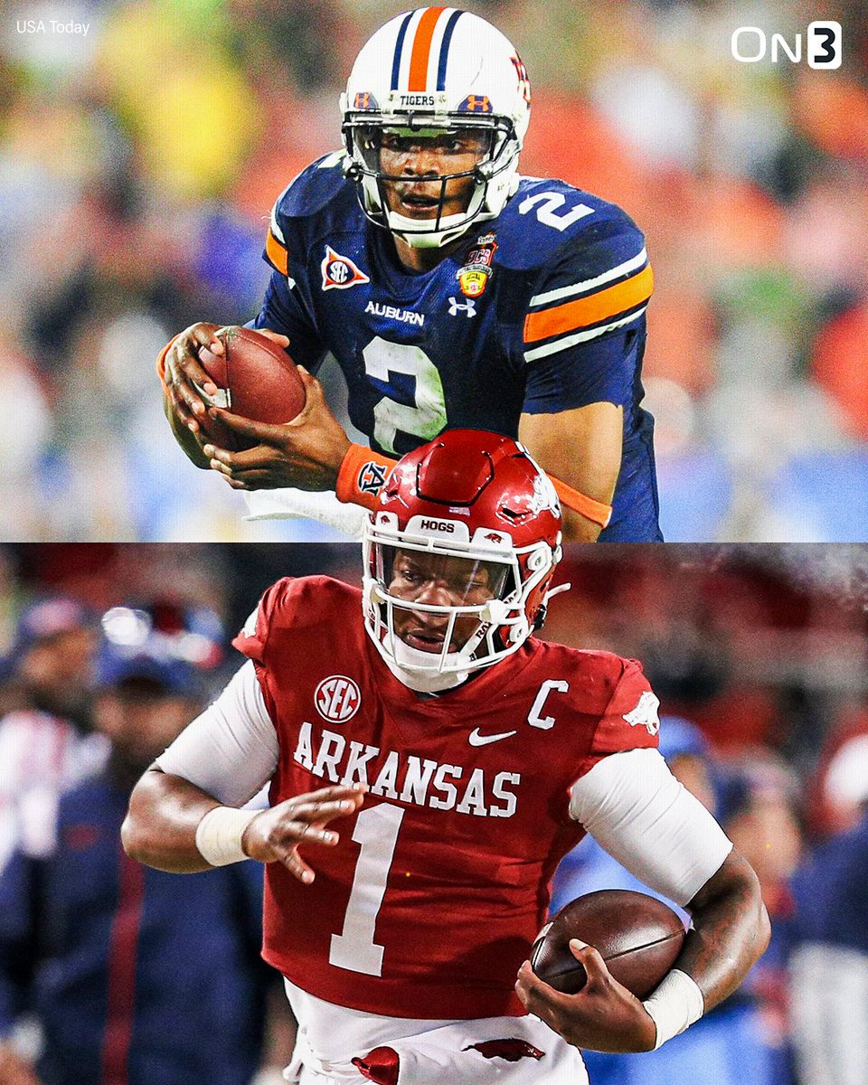 On3's tweet image. UCF head coach Gus Malzhan on Arkansas transfer QB KJ Jefferson: 

“Physically, he’s the closest thing to Cam that I’ve had.”

on3.com/college/ucf-kn…