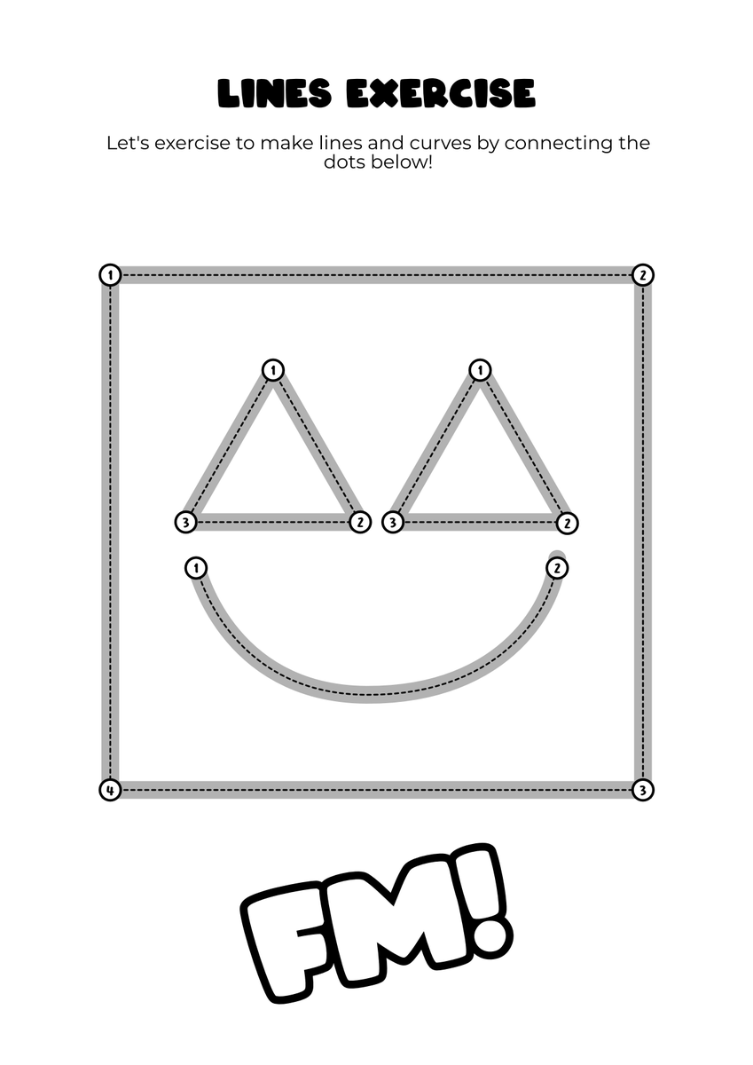 The most basic thing to draw is to make lines and curves. Let's exercise to make lines and curves by connecting the dots below!

You can print the image below, or download it and trace in your favorite drawing app! #freebies